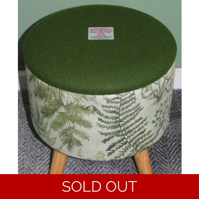 Large 40x40x40cm STORAGE Stool/Footstool Green Harris Tweed & Voyage Maison Elowen Fern
